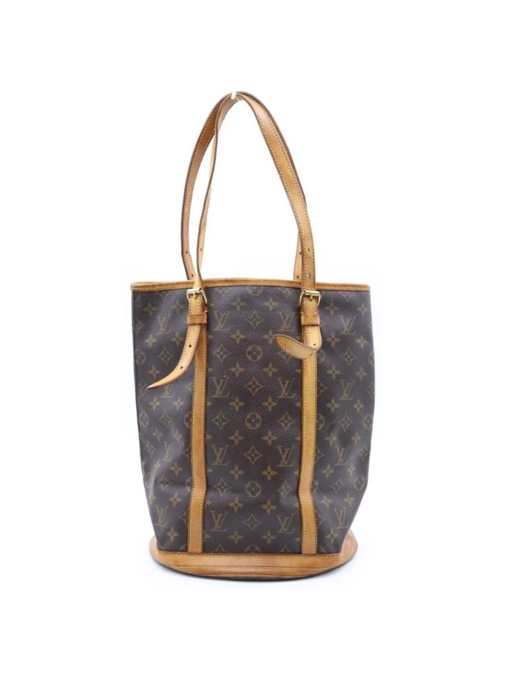 Louis Vuitton Monogram Bucket GM Tote Bag Brown Leather Gold